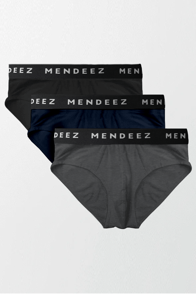 Jacquard Brief - Pack of 3 (Black, Navy, Charcoal)-MENDEEZ-Brief