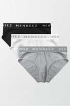 Jacquard Brief - Pack of 3 (Black, White, Heather Grey)-MENDEEZ-Brief