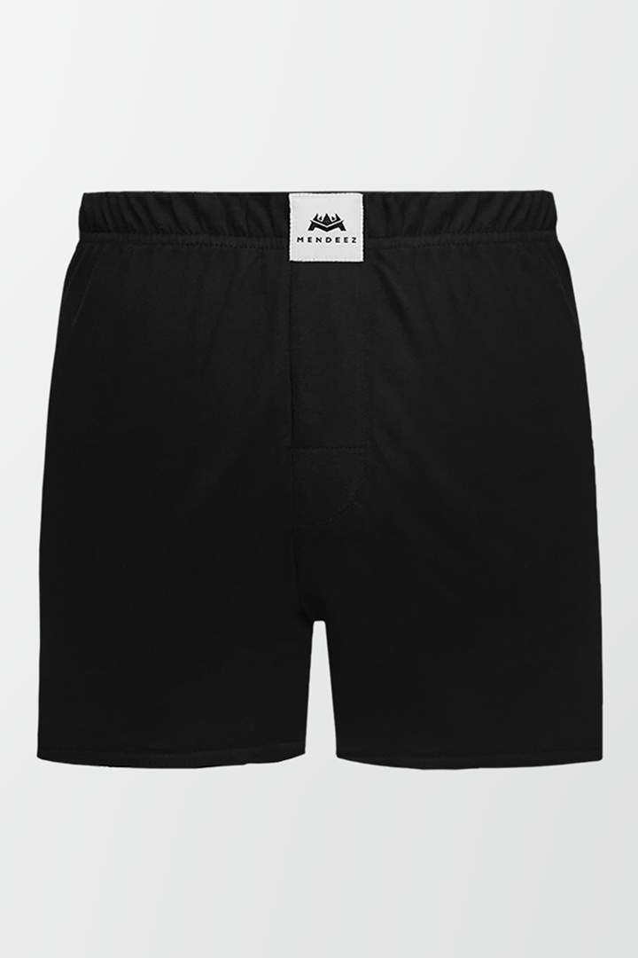 Jersey Boxer Shorts - Black - MENDEEZ (4737130037357)