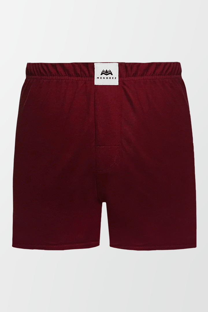 Jersey Boxer Shorts - Maroon - MENDEEZ (4737146159213)