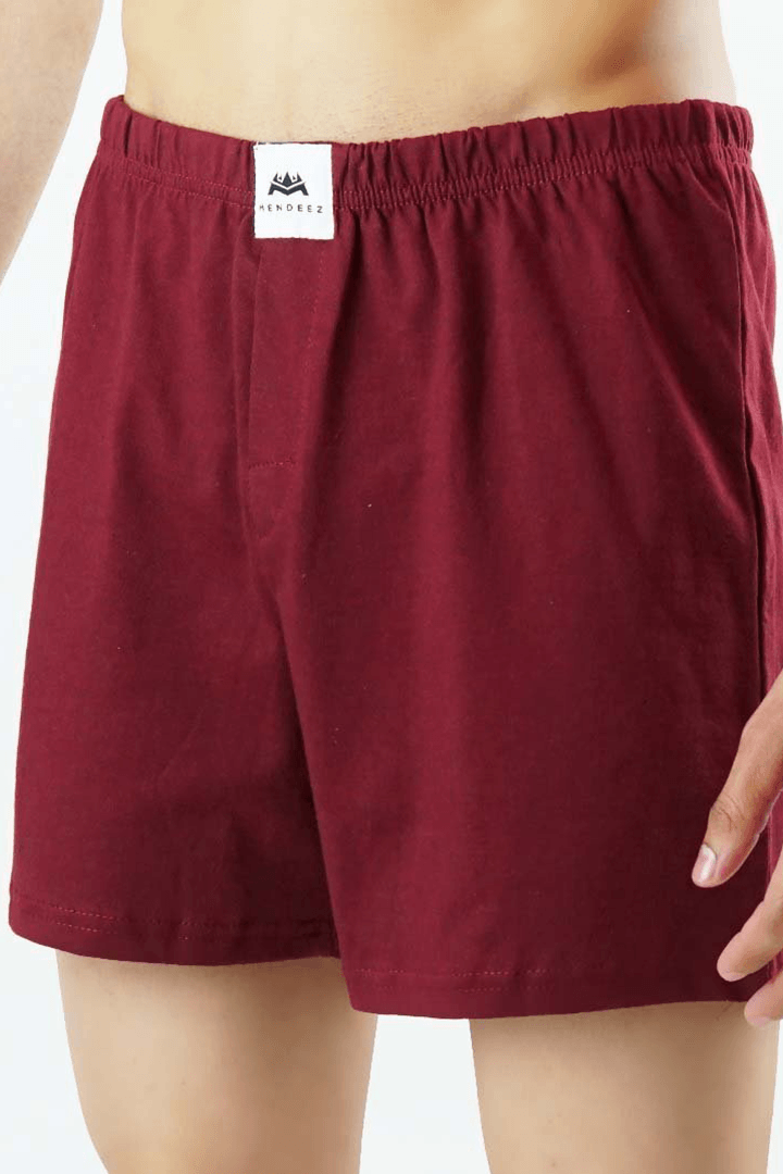 Jersey Boxer Shorts - Maroon - MENDEEZ (4737146159213)