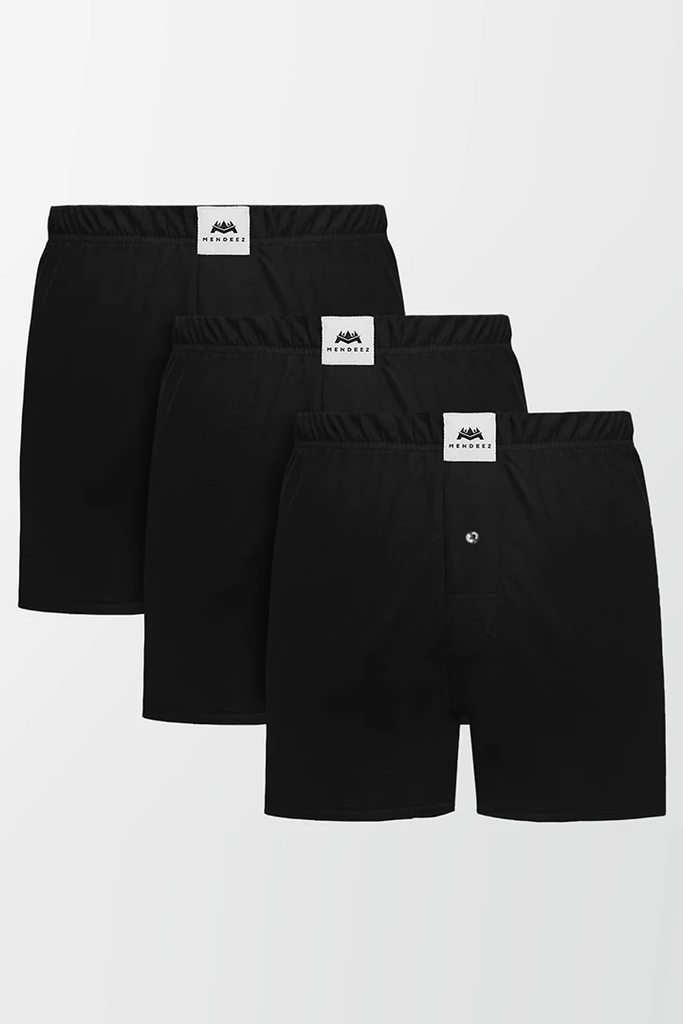 Jersey Boxer Shorts - Pack of 3 Black-MENDEEZ-Boxers