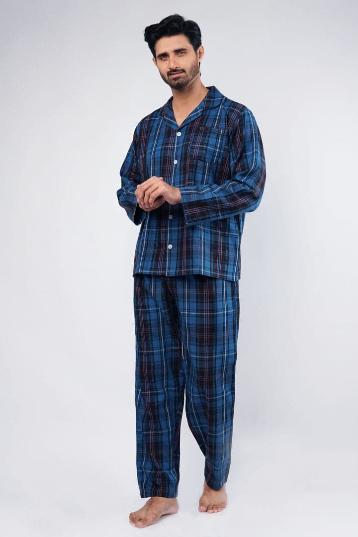 Lapasa Night Suit (Blue)-MENDEEZ-Pajama Sets