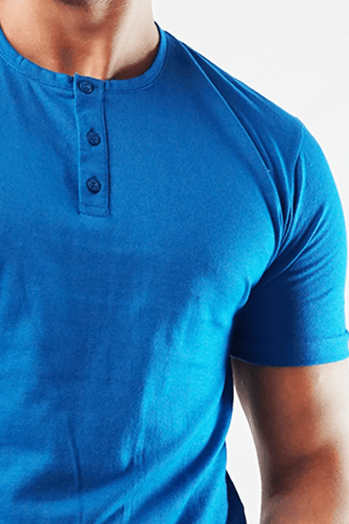 Marine Short Sleeve Henley T-Shirt-MENDEEZ-T-Shirts