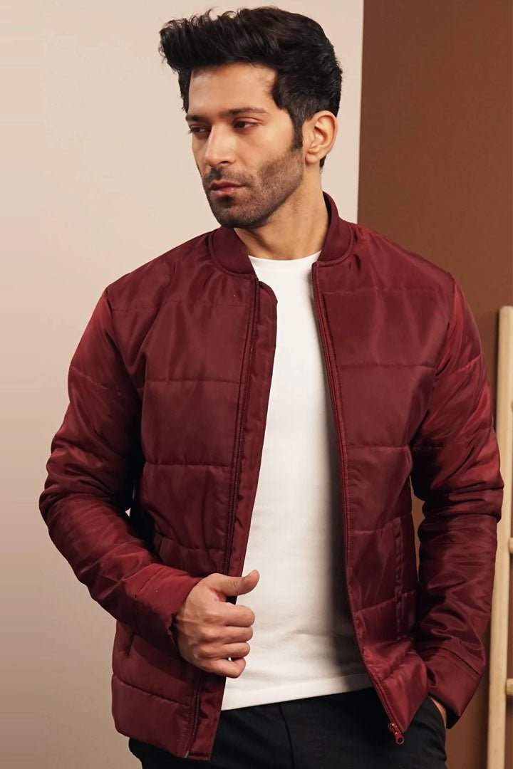 Maroon Puffer Jacket-MENDEEZ-Jackets