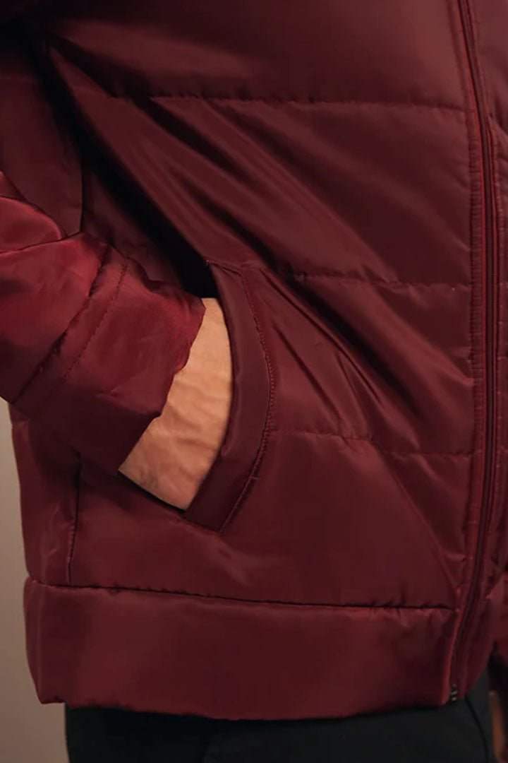 Maroon Puffer Jacket-MENDEEZ-Jackets