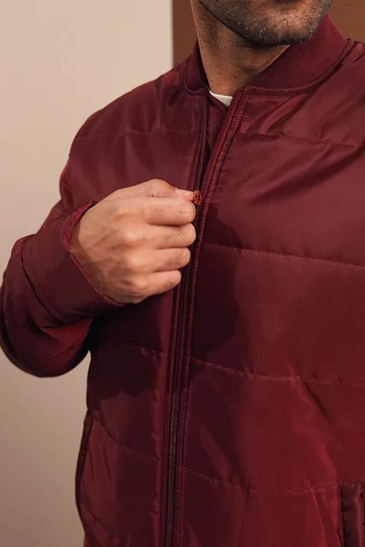 Maroon Puffer Jacket-MENDEEZ-Jackets