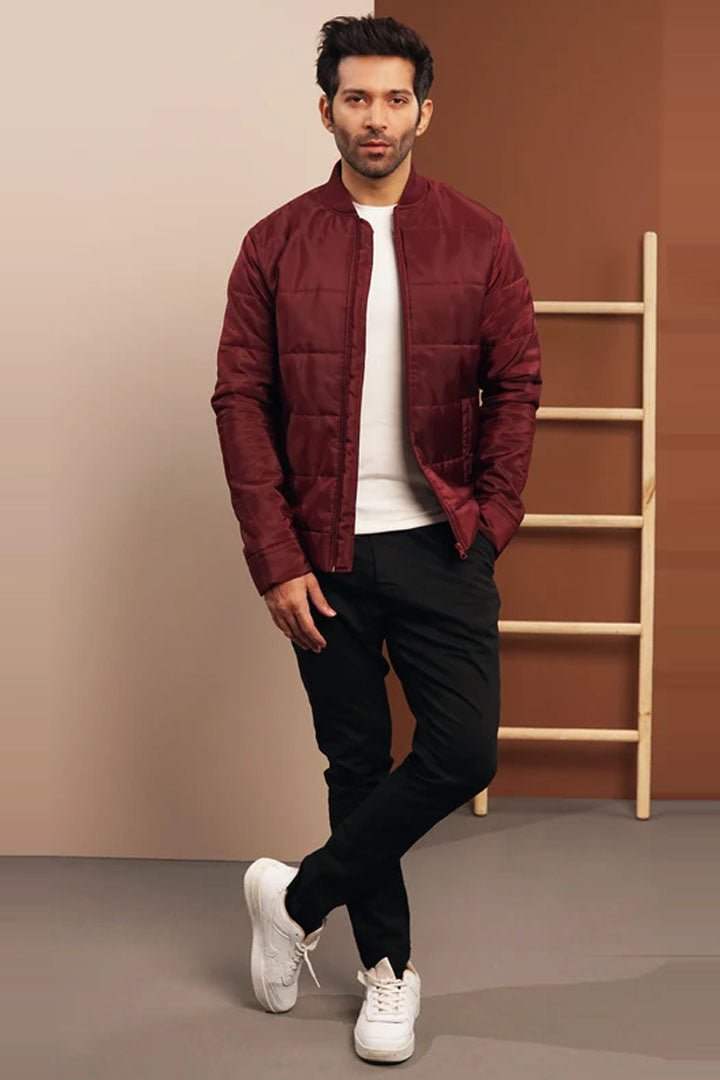 Maroon Puffer Jacket-MENDEEZ-Jackets