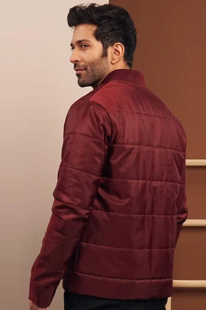 Maroon Puffer Jacket-MENDEEZ-Jackets