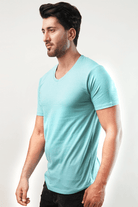 Melange V-Neck T-Shirt - Pastel Blue - MENDEEZ (4789608153197)