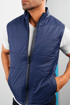 Metallic Navy Sleeveless Puffer Jacket-MENDEEZ-Jackets