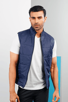 Metallic Navy Sleeveless Puffer Jacket-MENDEEZ-Jackets