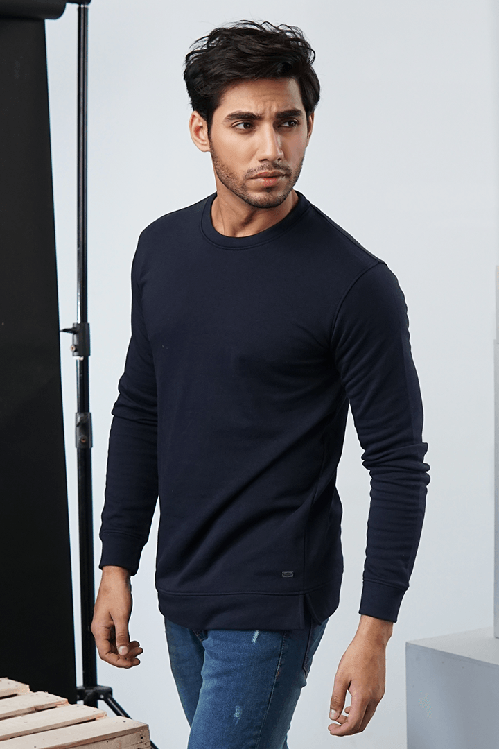 Navy Blue Terry Sweatshirt - Mendeez PK 