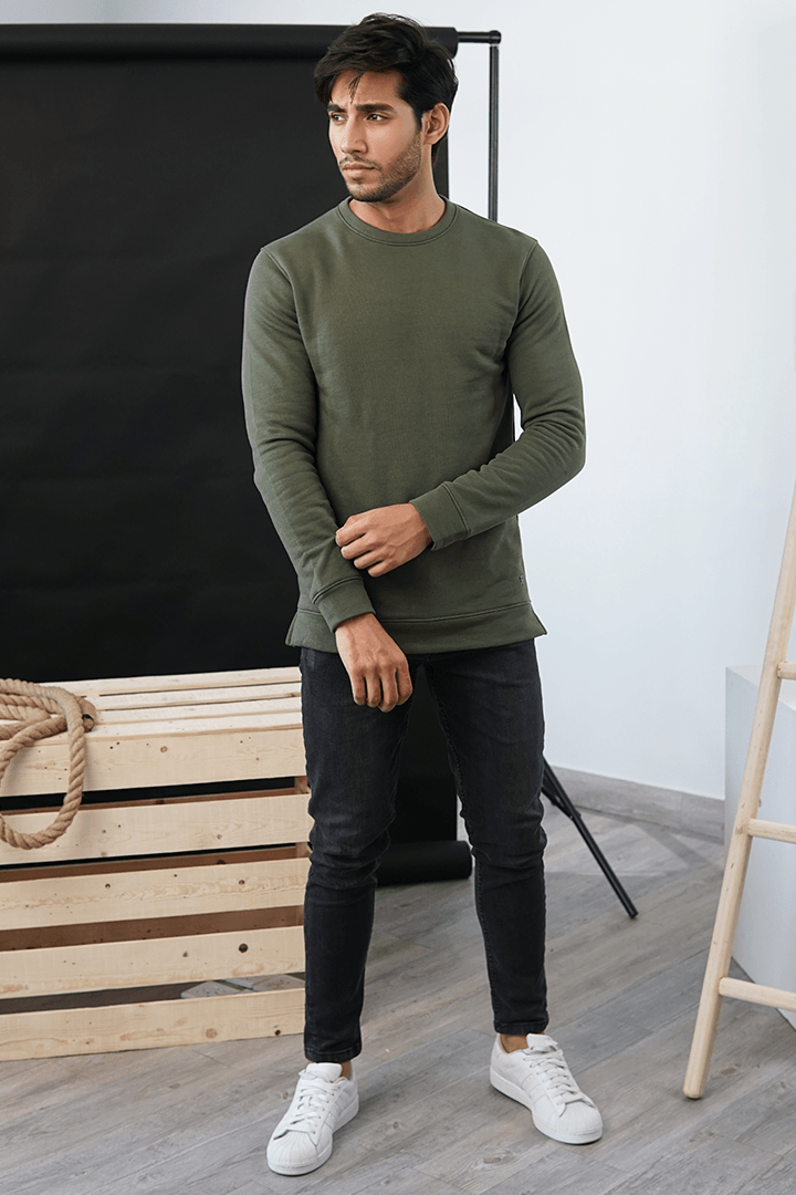 Olive Green Terry Sweatshirt - Mendeez PK 