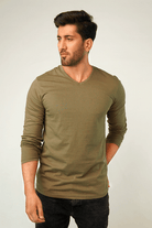 Olivery V-Neck Full Sleeve T-Shirt-MENDEEZ-T-Shirts