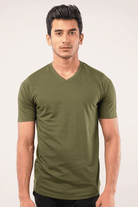 Opal V-Neck T-Shirt - Olive Green-MENDEEZ-T-Shirts