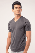 Ore V-Neck T-Shirt - Charcoal Grey-MENDEEZ-T-Shirts