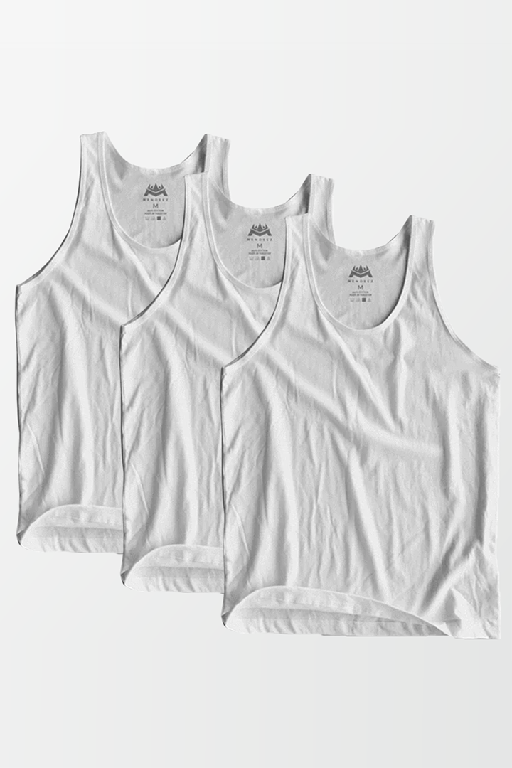 Pack 3 of Men Vest - White - MENDEEZ (1368137891949)