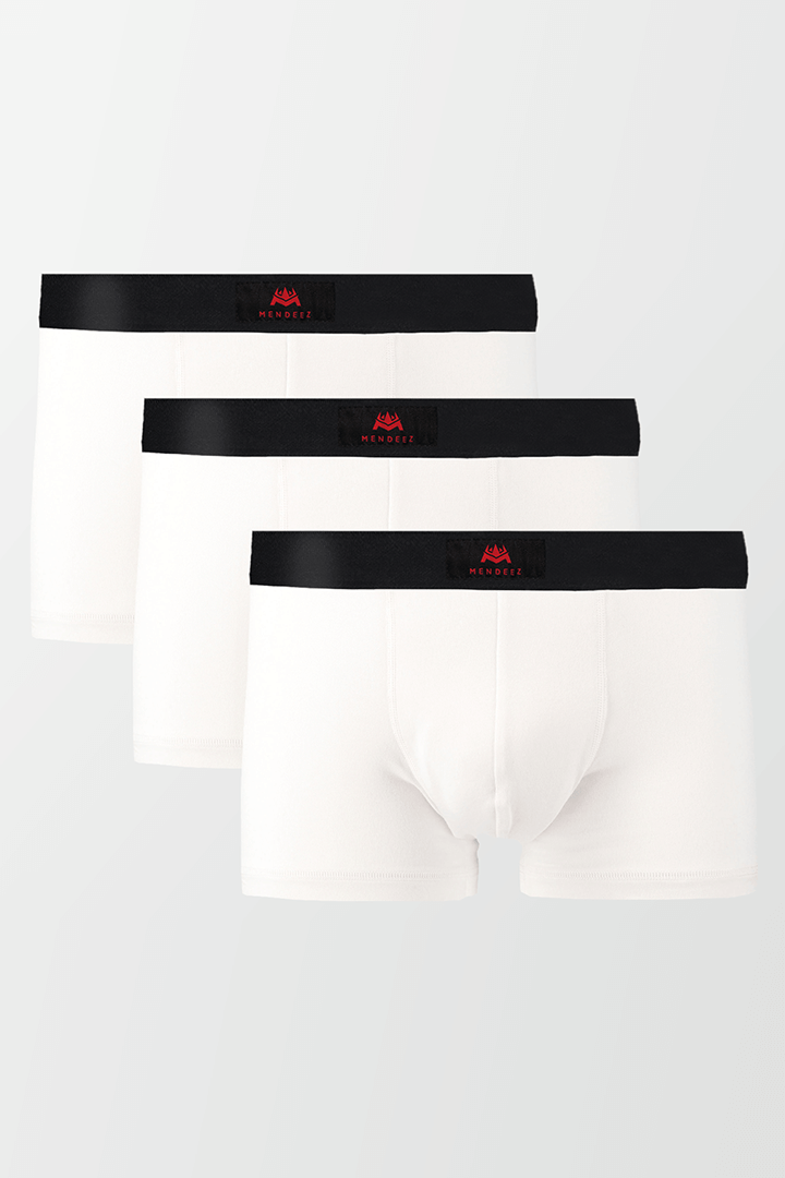 Pack of 3 Boxers Trunks - White - MENDEEZ (1368133927021)