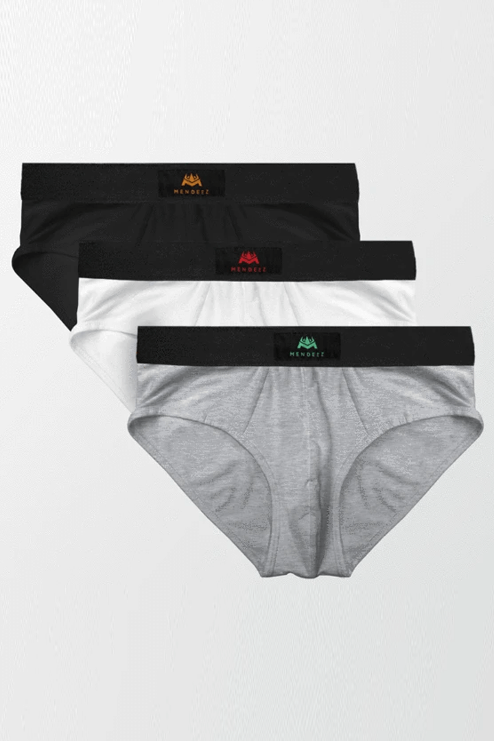 Pack of 3 Briefs - Black/White/Grey - MENDEEZ (4524035407981)