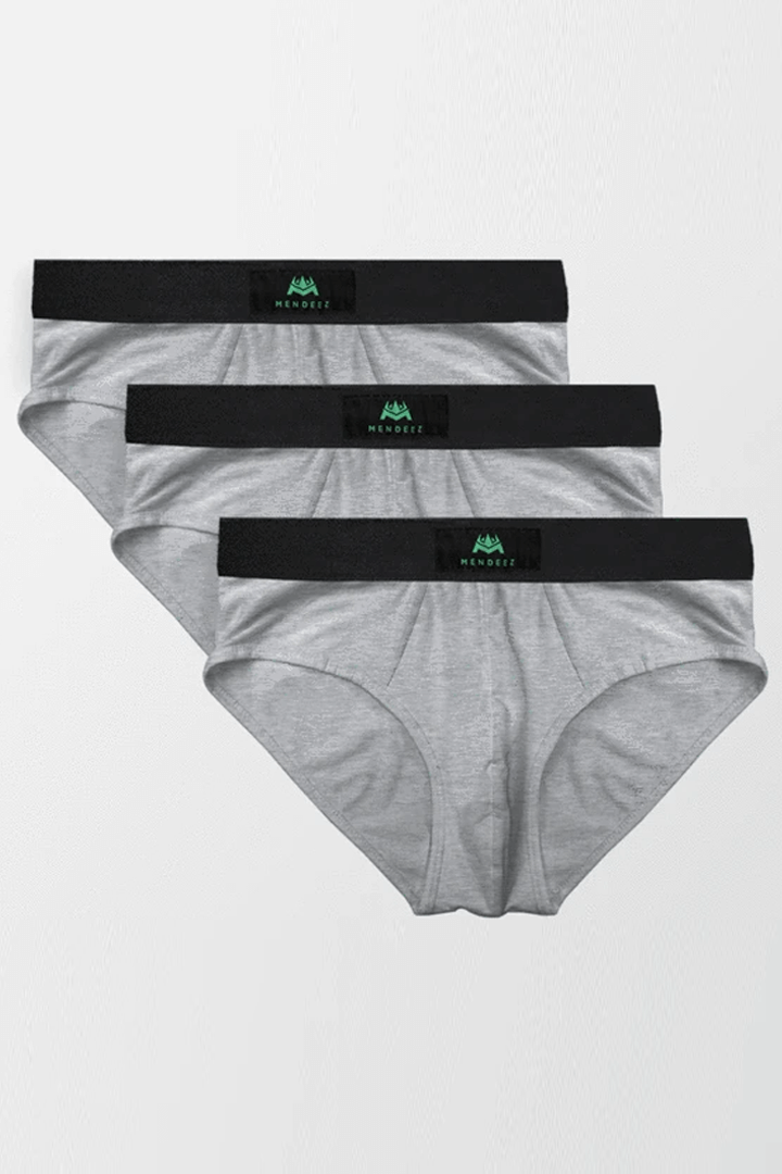 Pack of 3 Briefs - Heather Grey - MENDEEZ (4759859232877)