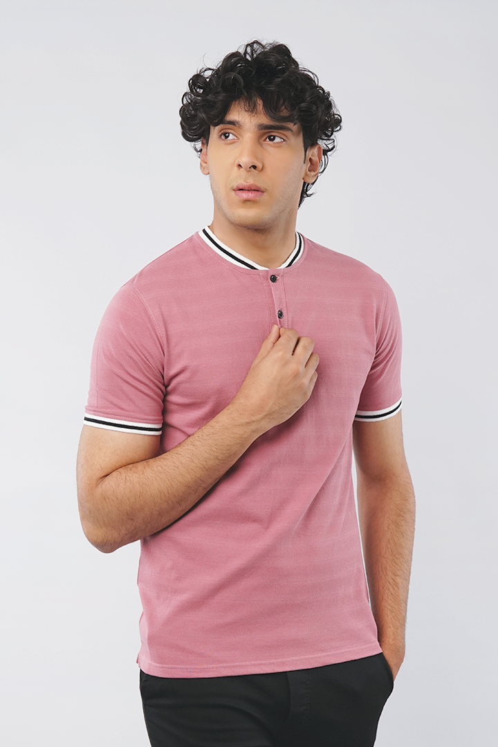 Watermelon Pink Henley T-shirt - Mendeez PK 