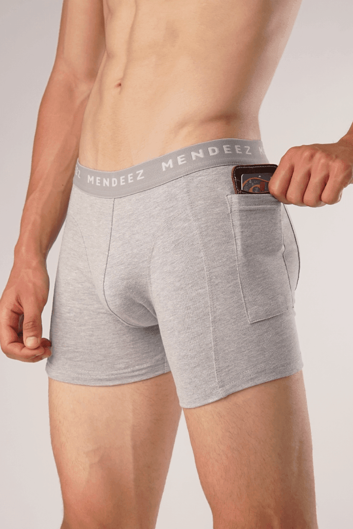 Pocket Boxer Briefs – Heather Grey-MENDEEZ-Brief