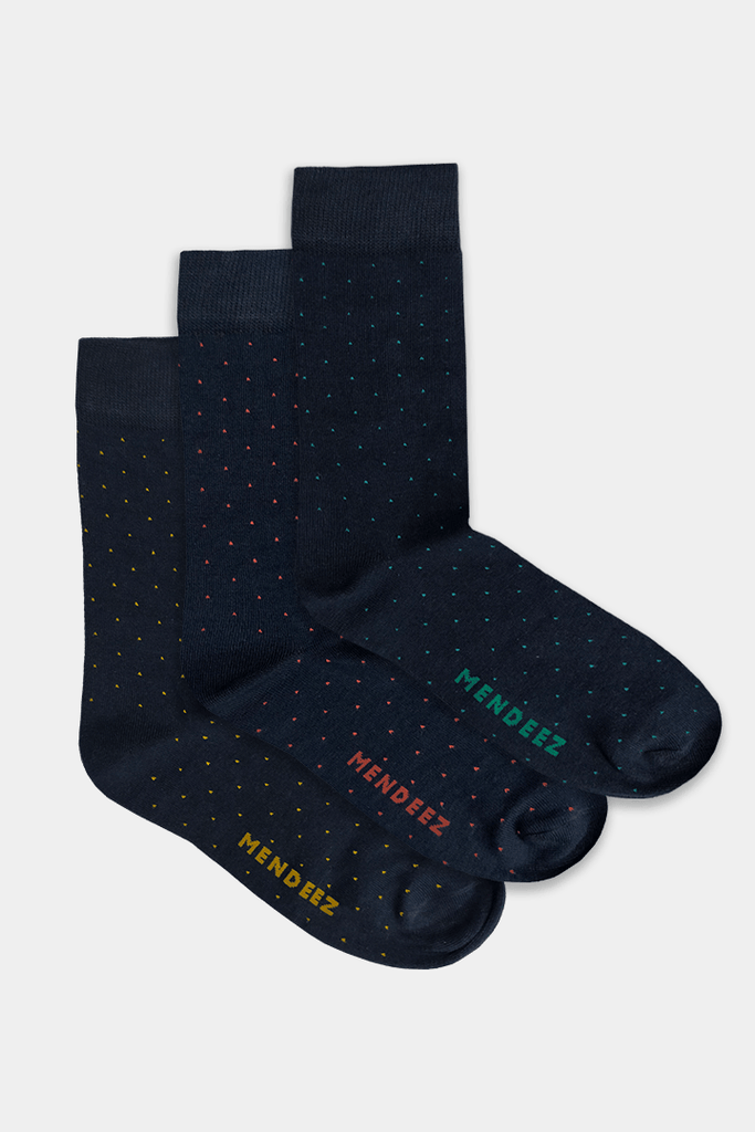 Polka Dots Pack of 3 – Printed Crew Socks-MENDEEZ-Socks