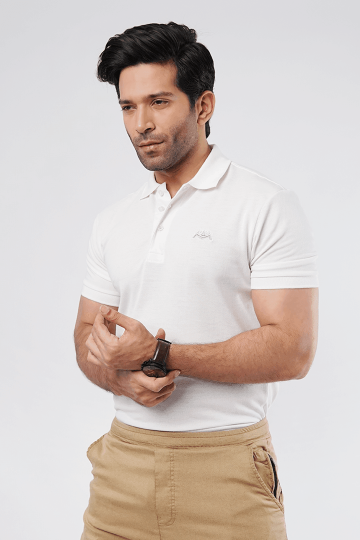 Pure White Polo T-Shirt-MENDEEZ-T-Shirts