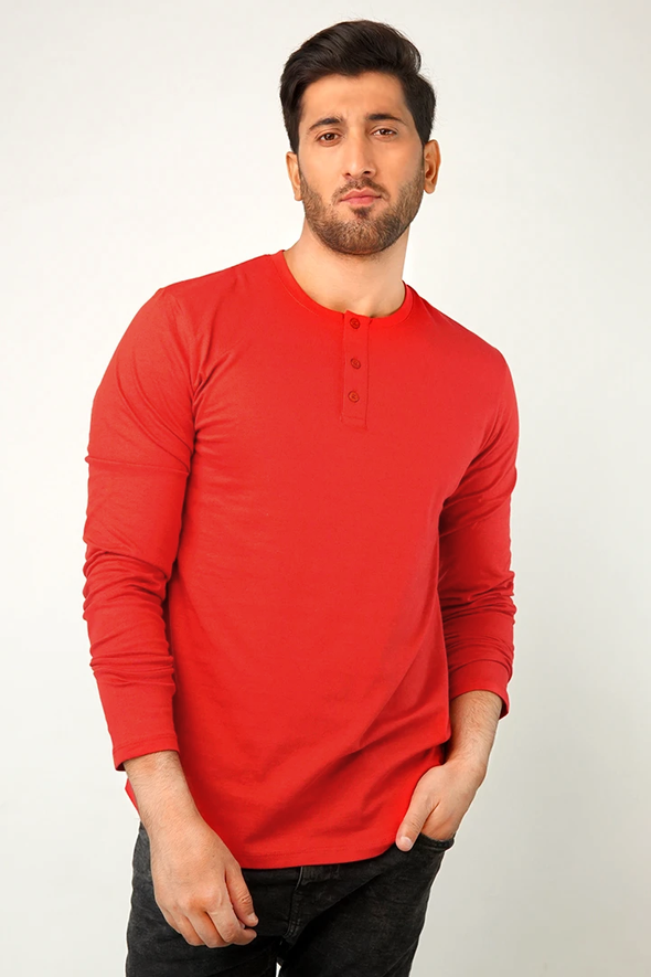 Pack of 3 - Full Sleeve Henley T-Shirt - Mendeez PK 