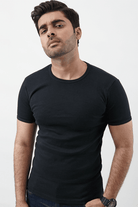 Ribbed Crewneck T-Shirt – Black - MENDEEZ (4637428449389)