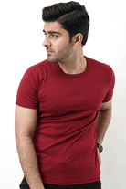 Ribbed Crewneck T-Shirt – Maroon-MENDEEZ-T-Shirts