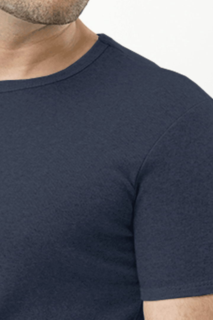 Ribbed Crewneck T-Shirt – Navy Blue - MENDEEZ (4737905557613)