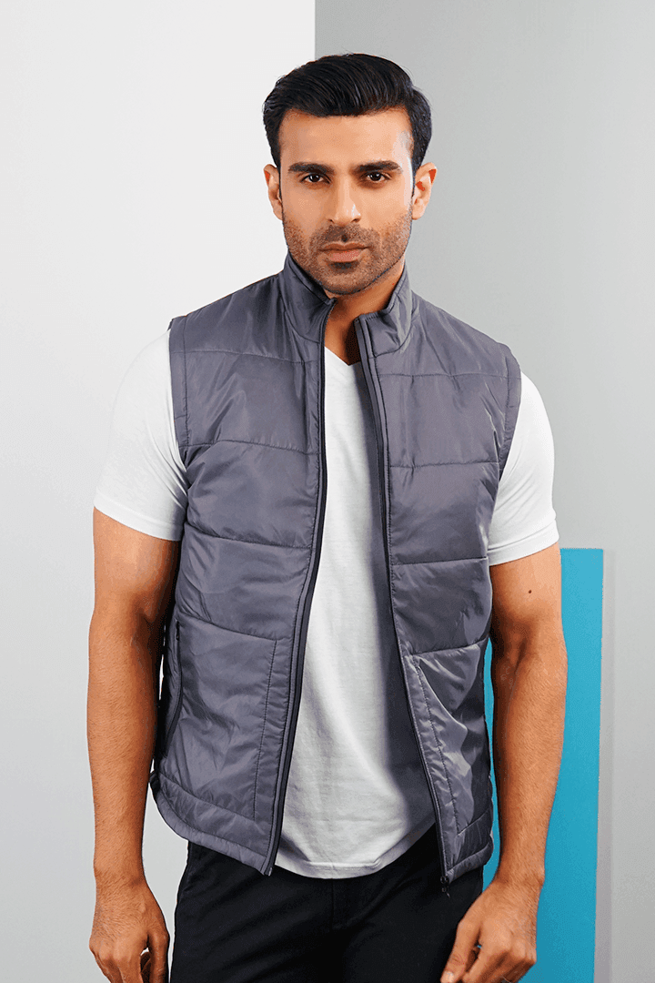 Buy Roman Silver Sleeveless Puffer Jacket Online in Pakistan from Mendeez