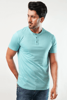 Sky Short Sleeve Henley T-Shirt-MENDEEZ-T-Shirts