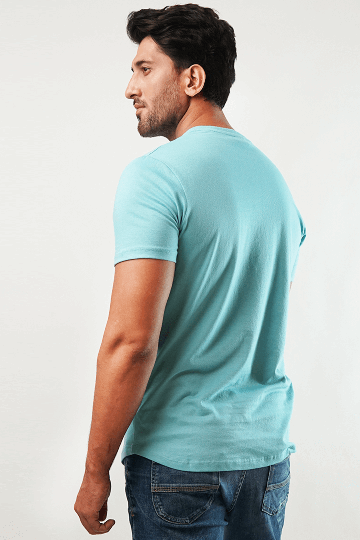 Sky Short Sleeve Henley T-Shirt-MENDEEZ-T-Shirts