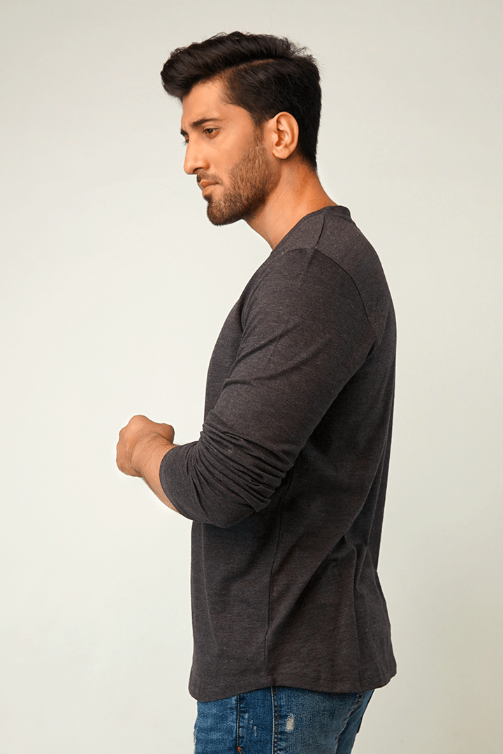 Smoky Full Sleeve Henley T-Shirt-MENDEEZ-T-Shirts