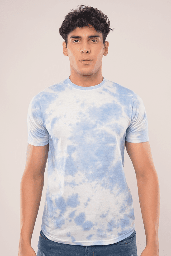 Tie Dyed Blue Half Sleeve T-Shirt-MENDEEZ-T-Shirts