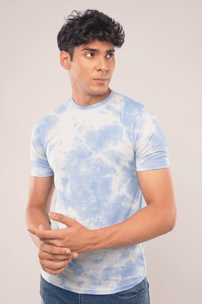 Tie Dyed Blue Half Sleeve T-Shirt-MENDEEZ-T-Shirts