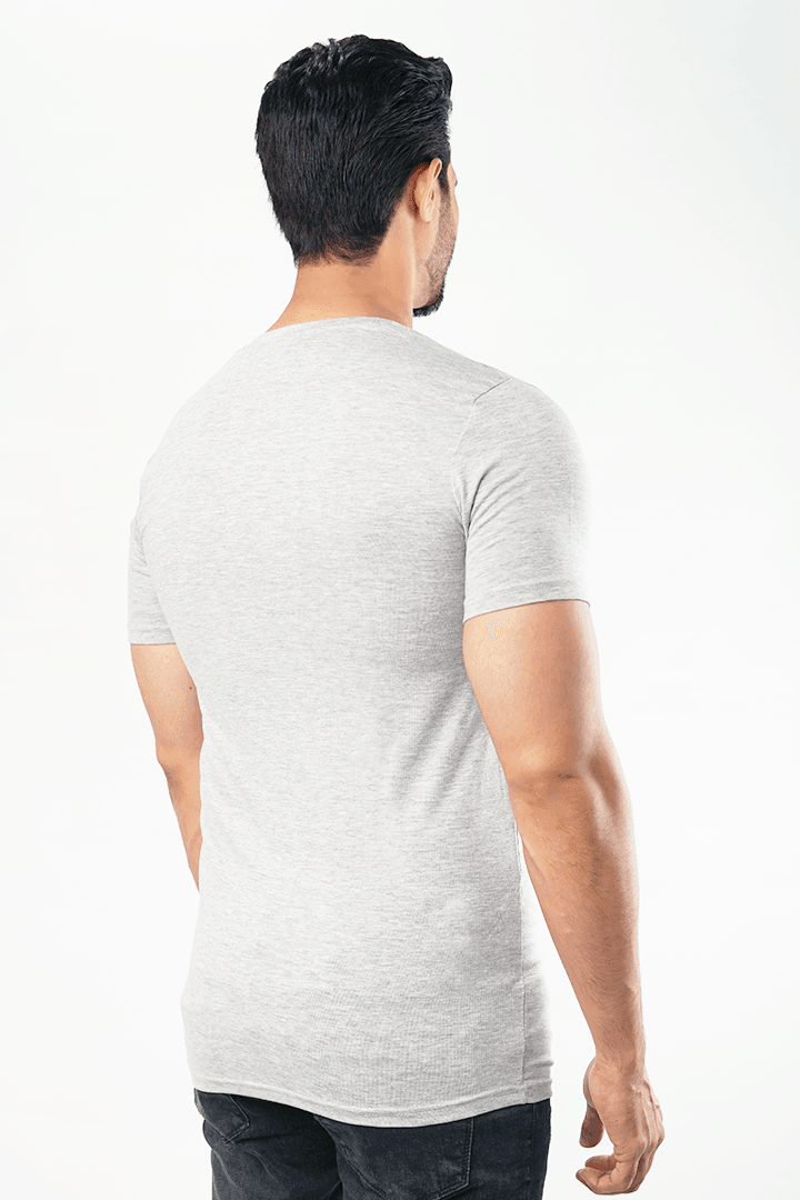 V-Neck Undershirt Cotton Lycra - (Heather Grey)-MENDEEZ-Undershirt