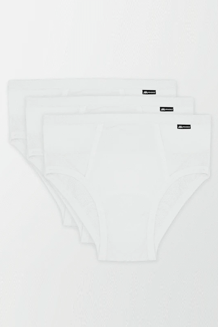 White Cotton Brief - Pack of 3 - MENDEEZ (1676609519725)