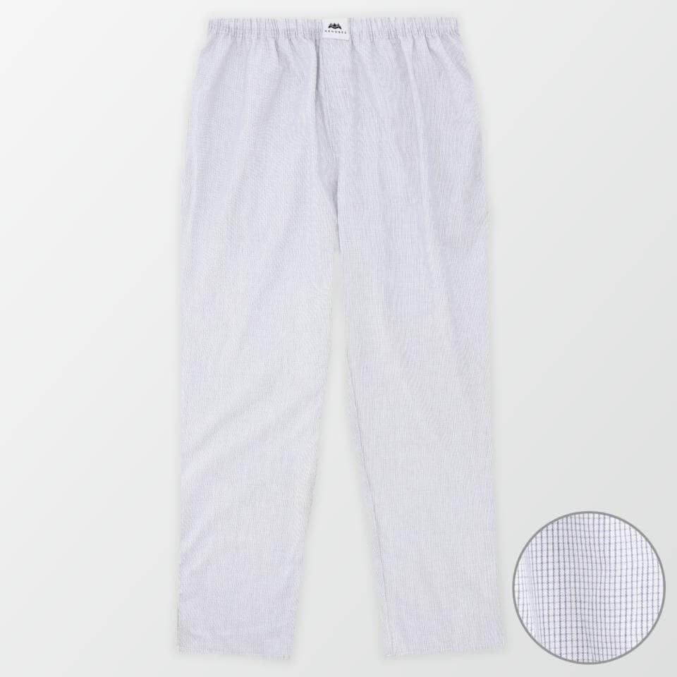 Woven Pajama Pants – Blue and White Small Square Check - MENDEEZ (4180543930477)