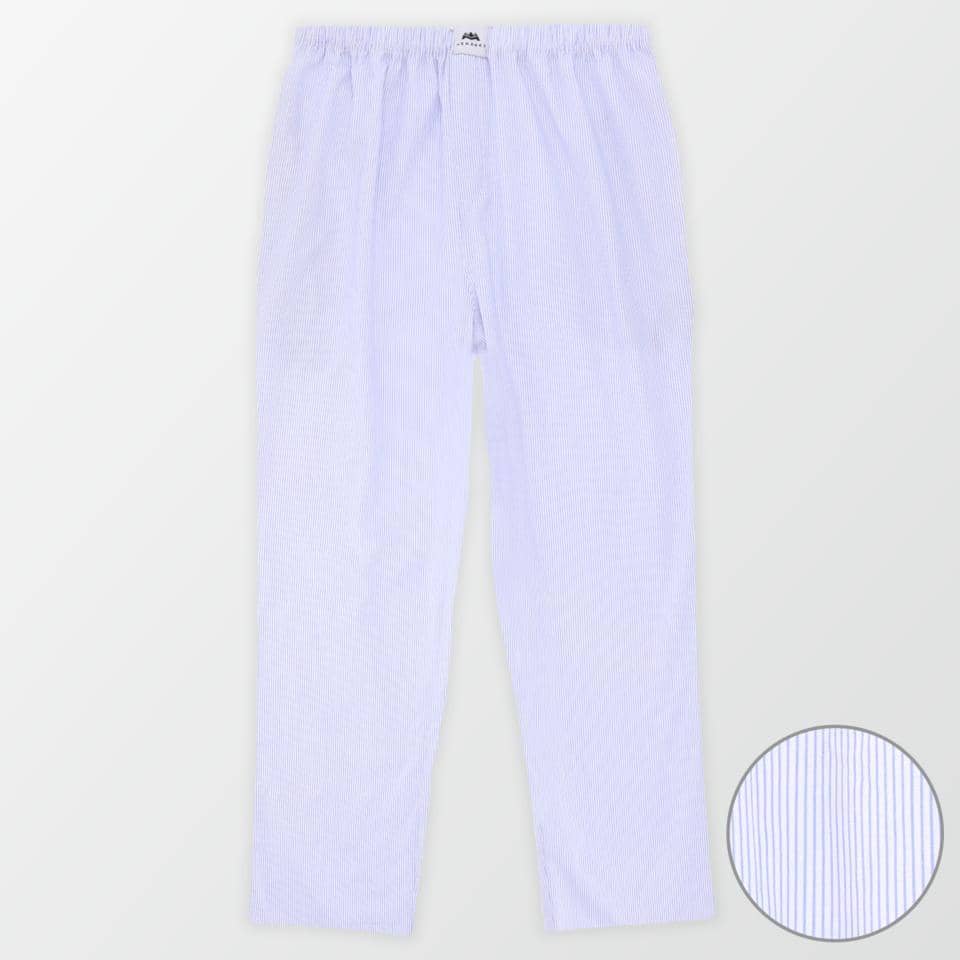 Woven Pajama Pants – White and Blue - MENDEEZ (4180537213037)