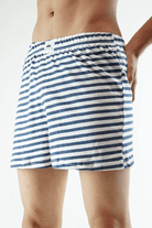 Yarn dyed Jersey Boxer Shorts - White - MENDEEZ (4733317513325)