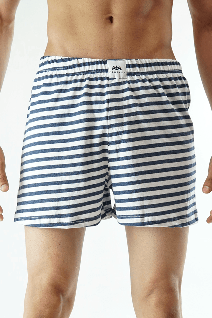 Yarn dyed Jersey Boxer Shorts - White-MENDEEZ-Boxers