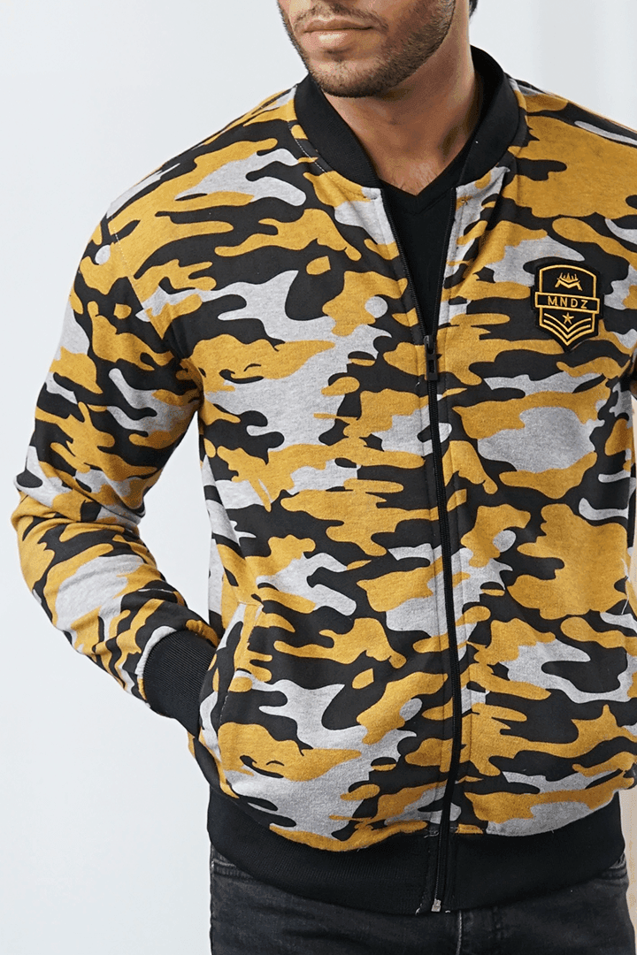 Yellow Camo Fleece Jacket-MENDEEZ-Jackets