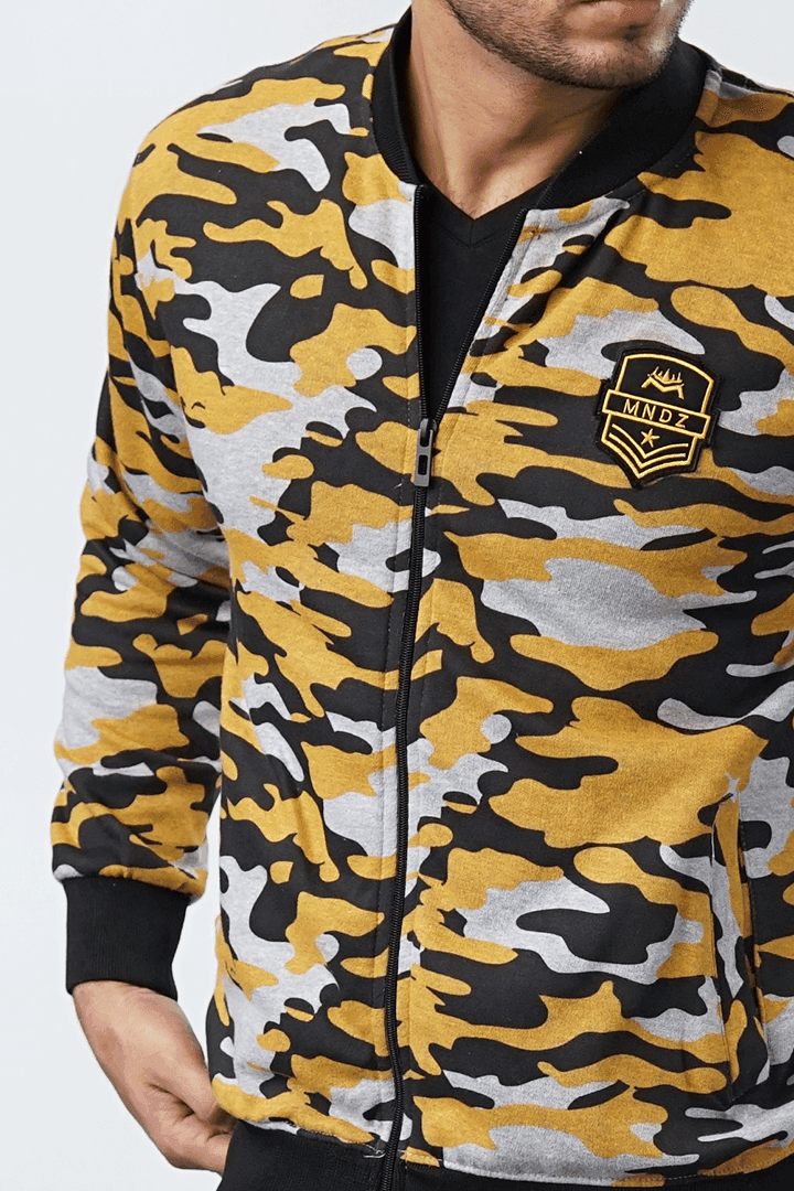 Yellow Camo Fleece Jacket-MENDEEZ-Jackets