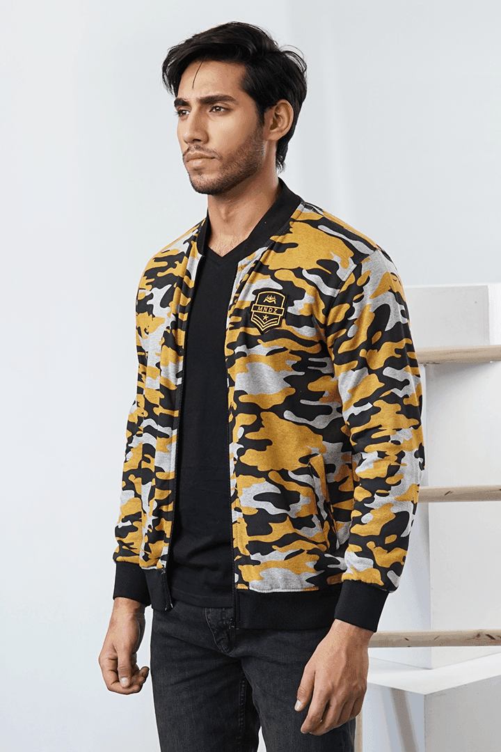 Yellow Camo Fleece Jacket-MENDEEZ-Jackets