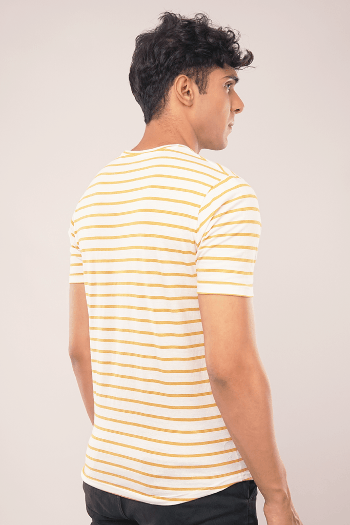 Yellow Stripes Half Sleeve T-Shirt-MENDEEZ-T-Shirts
