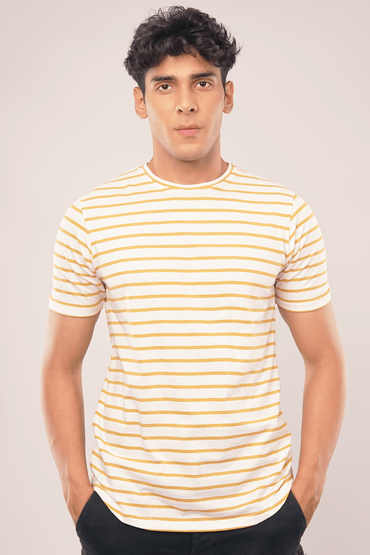 Yellow Stripes Half Sleeve T-Shirt-MENDEEZ-T-Shirts